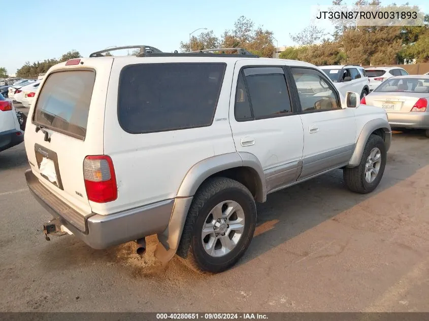 1997 Toyota 4Runner Sr5 V6 Limited VIN: JT3GN87R0V0031893 Lot: 40280651