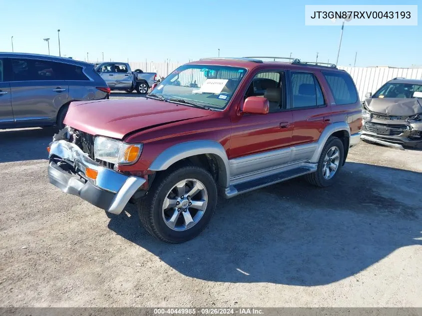 1997 Toyota 4Runner Sr5 V6 Limited VIN: JT3GN87RXV0043193 Lot: 40449985