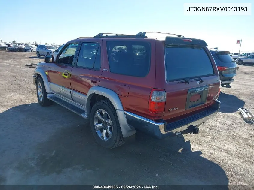 1997 Toyota 4Runner Sr5 V6 Limited VIN: JT3GN87RXV0043193 Lot: 40449985