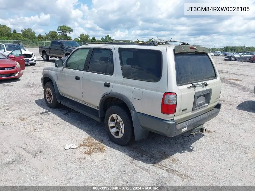 1998 Toyota 4Runner VIN: JT3GM84RXW0028105 Lot: 39923840