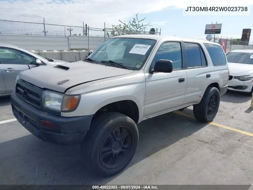 1998 Toyota 4Runner VIN: JT3GM84R2W0023738 Lot: 40022303