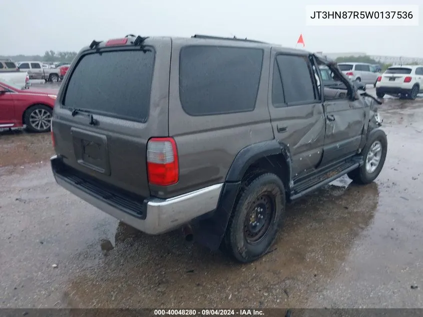 1998 Toyota 4Runner Sr5 V6 Limited VIN: JT3HN87R5W0137536 Lot: 40048280