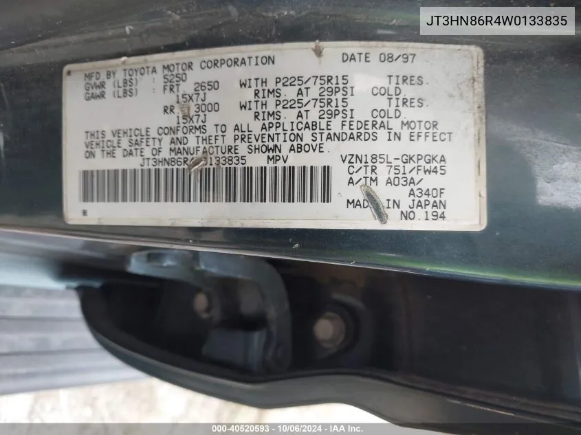 JT3HN86R4W0133835 1998 Toyota 4Runner Sr5