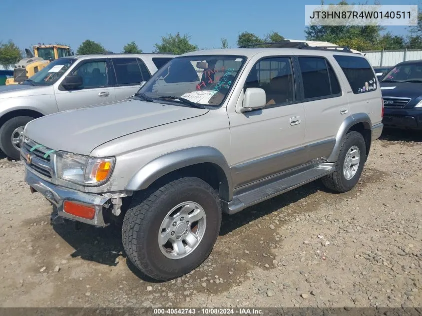 1998 Toyota 4Runner Sr5 V6 Limited VIN: JT3HN87R4W0140511 Lot: 40542743