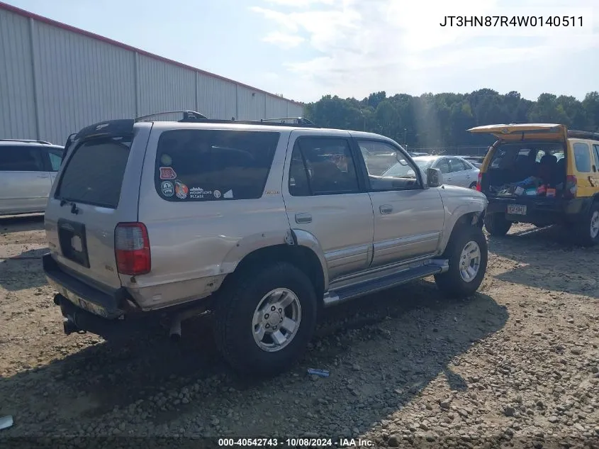 1998 Toyota 4Runner Sr5 V6 Limited VIN: JT3HN87R4W0140511 Lot: 40542743