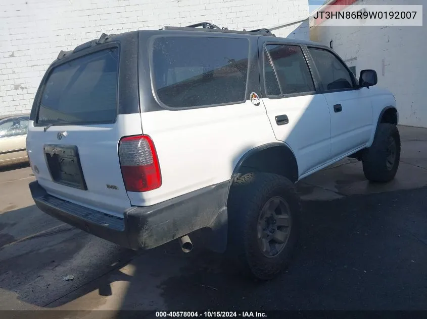 1998 Toyota 4Runner Sr5 V6 VIN: JT3HN86R9W0192007 Lot: 40578004