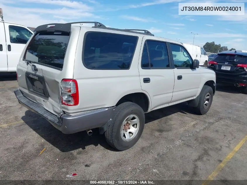 1998 Toyota 4Runner VIN: JT3GM84R0W0024001 Lot: 40583562