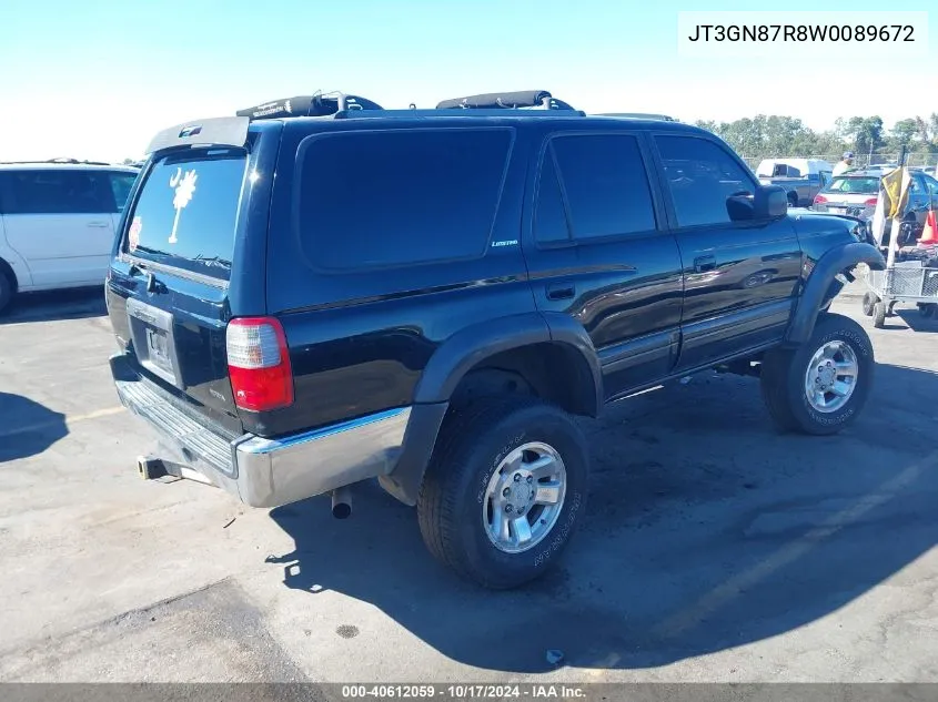 1998 Toyota 4Runner Sr5 V6 Limited VIN: JT3GN87R8W0089672 Lot: 40612059