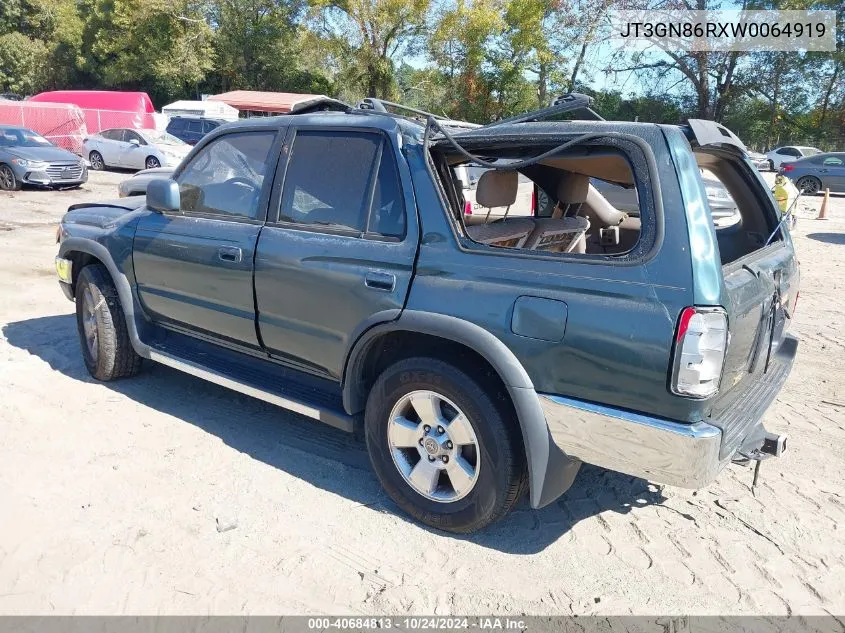 1998 Toyota 4Runner Sr5 V6 VIN: JT3GN86RXW0064919 Lot: 40684813