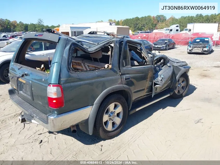 1998 Toyota 4Runner Sr5 V6 VIN: JT3GN86RXW0064919 Lot: 40684813