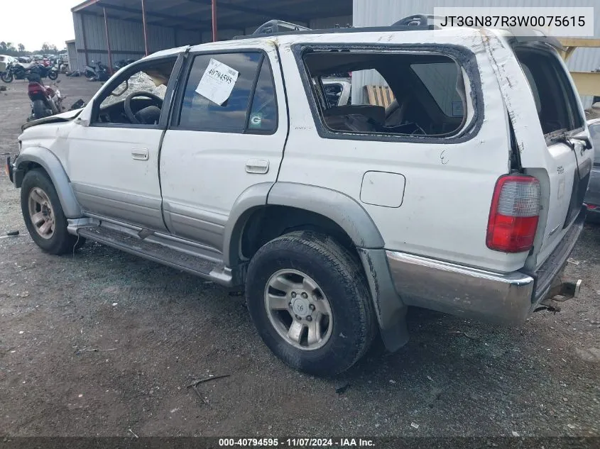 1998 Toyota 4Runner Sr5 V6 Limited VIN: JT3GN87R3W0075615 Lot: 40794595