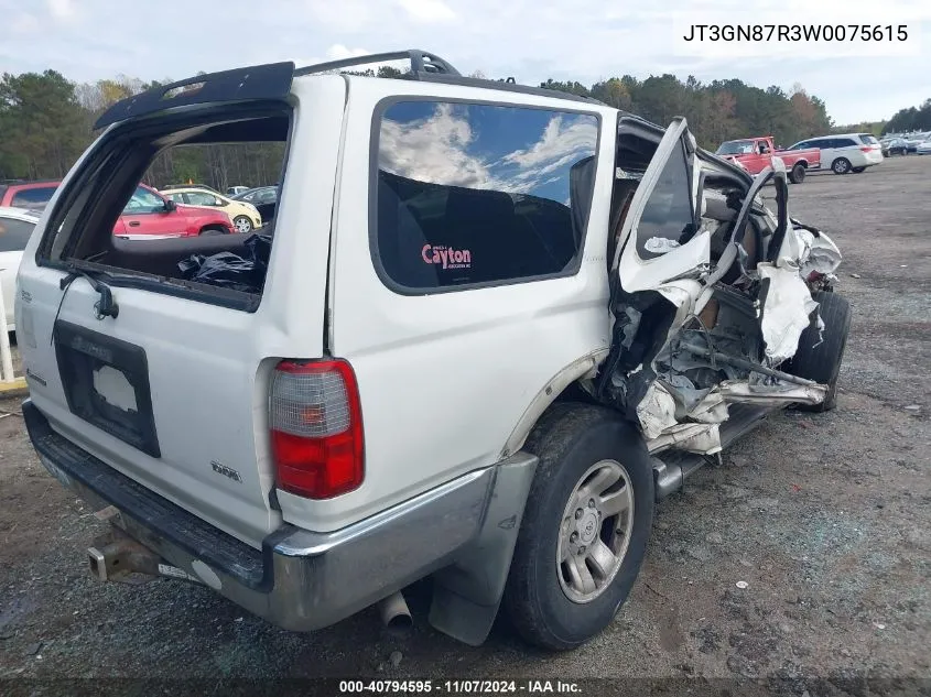 1998 Toyota 4Runner Sr5 V6 Limited VIN: JT3GN87R3W0075615 Lot: 40794595