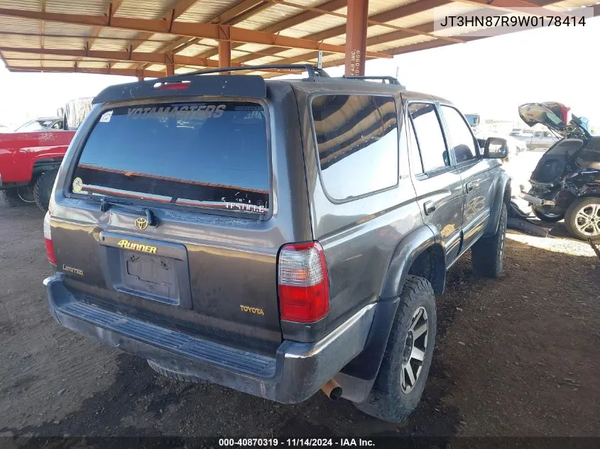 1998 Toyota 4Runner Sr5 V6 Limited VIN: JT3HN87R9W0178414 Lot: 40870319