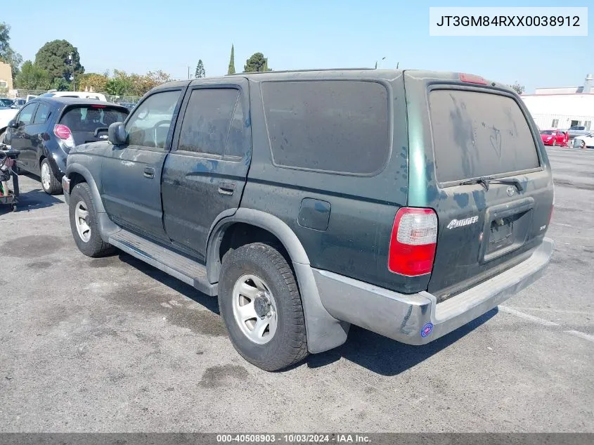 1999 Toyota 4Runner VIN: JT3GM84RXX0038912 Lot: 40508903