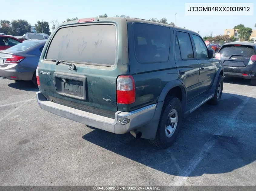 1999 Toyota 4Runner VIN: JT3GM84RXX0038912 Lot: 40508903