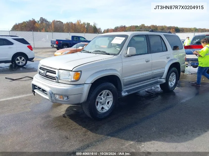 1999 Toyota 4Runner Limited V6 VIN: JT3HN87R7X0204915 Lot: 40651615