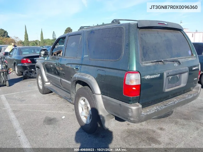 1999 Toyota 4Runner Limited V6 VIN: JT3GN87R0X0096360 Lot: 40658823