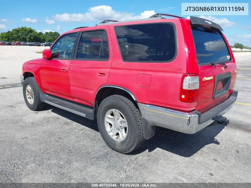 1999 Toyota 4Runner Sr5 V6 VIN: JT3GN86R1X0111594 Lot: 40700248