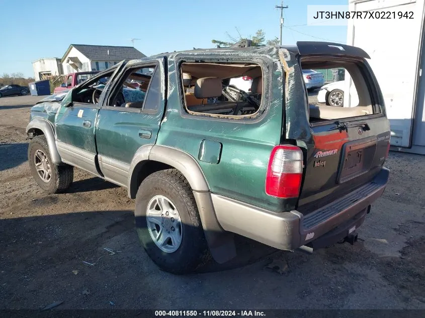 1999 Toyota 4Runner Limited V6 VIN: JT3HN87R7X0221942 Lot: 40811550