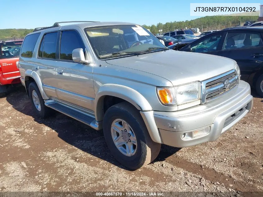 1999 Toyota 4Runner Limited V6 VIN: JT3GN87R7X0104292 Lot: 40867570