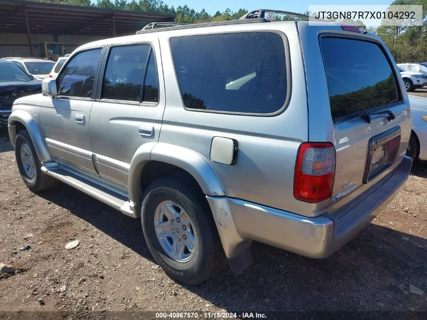 1999 Toyota 4Runner Limited V6 VIN: JT3GN87R7X0104292 Lot: 40867570