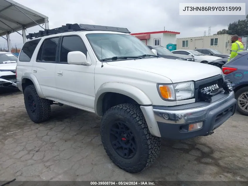 2000 Toyota 4Runner Sr5 V6 VIN: JT3HN86R9Y0315999 Lot: 39508704