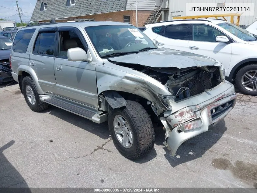 2000 Toyota 4Runner Limited V6 VIN: JT3HN87R3Y0261114 Lot: 39980035