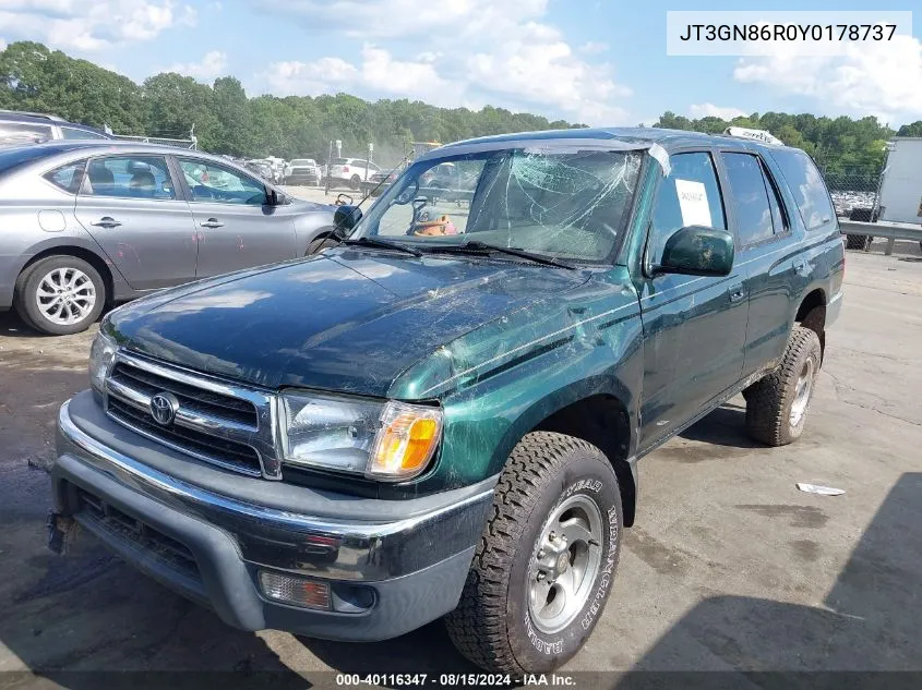 2000 Toyota 4Runner Sr5 V6 VIN: JT3GN86R0Y0178737 Lot: 40116347