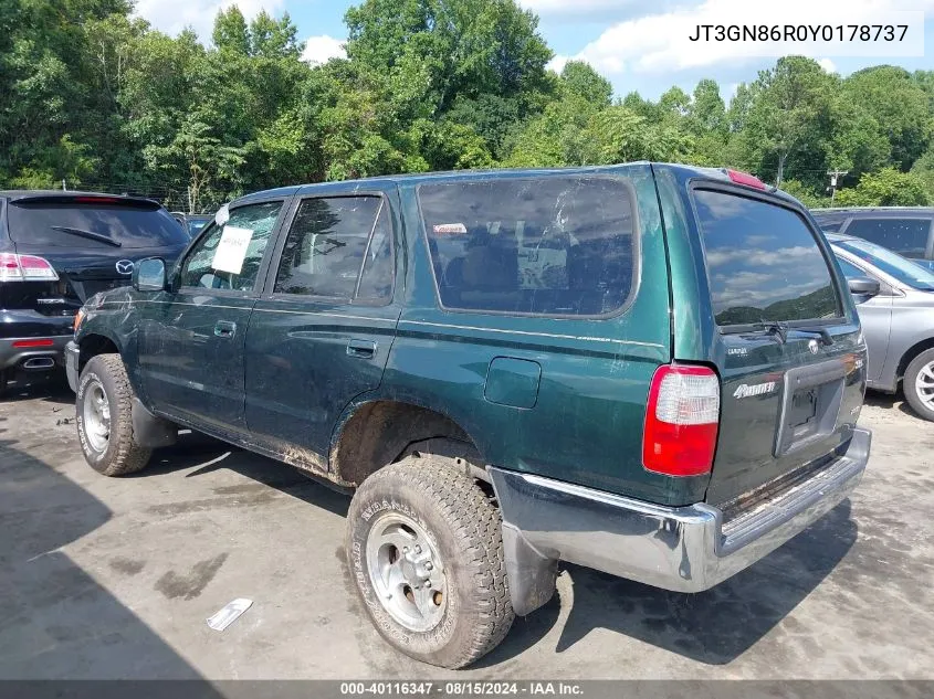 2000 Toyota 4Runner Sr5 V6 VIN: JT3GN86R0Y0178737 Lot: 40116347