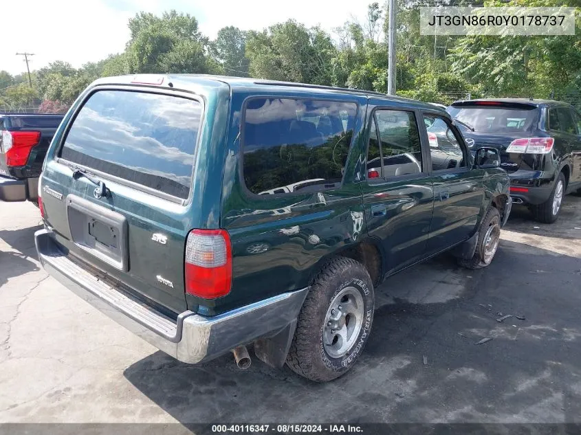 2000 Toyota 4Runner Sr5 V6 VIN: JT3GN86R0Y0178737 Lot: 40116347