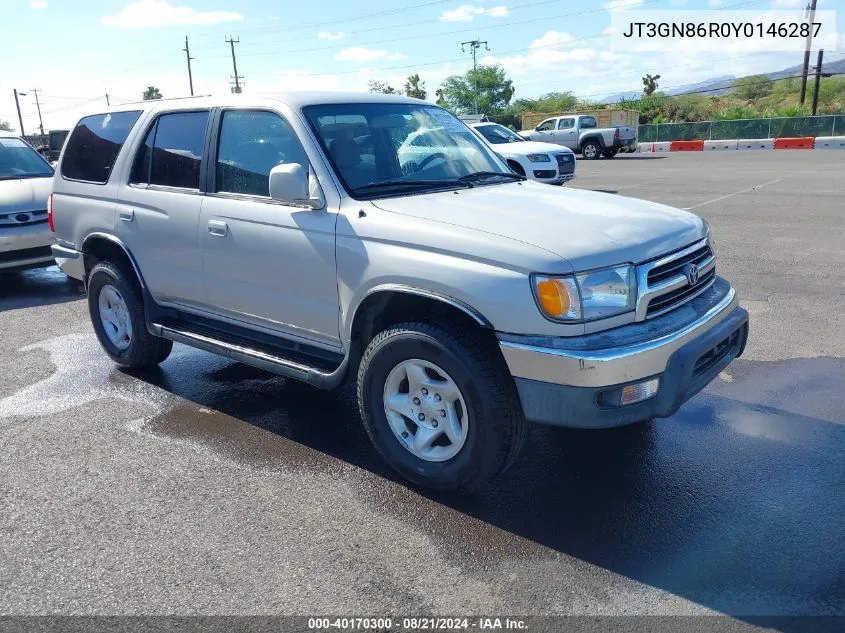 2000 Toyota 4Runner Sr5 V6 VIN: JT3GN86R0Y0146287 Lot: 40170300