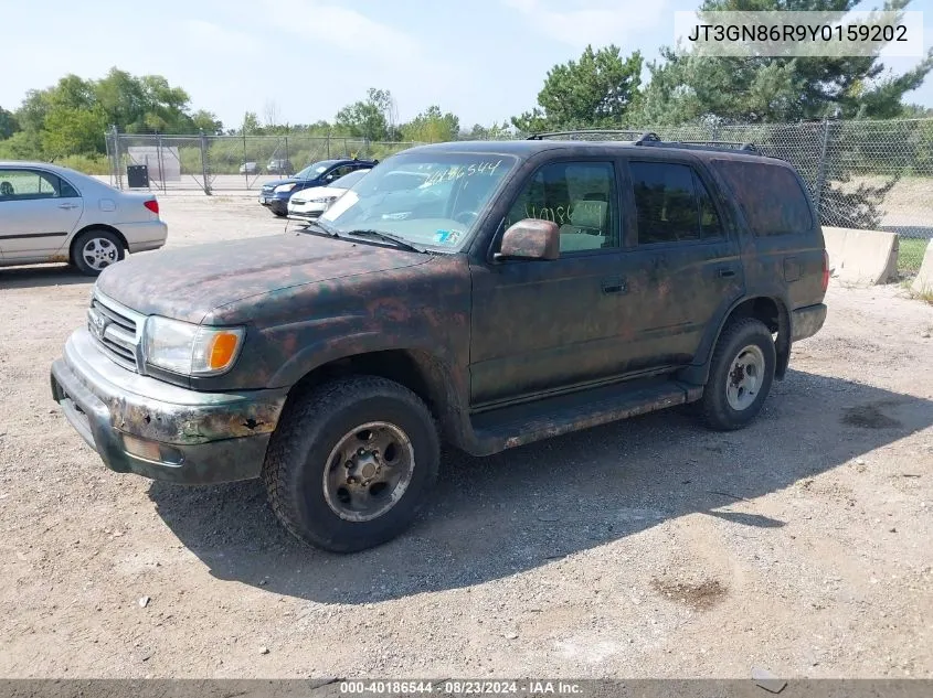 2000 Toyota 4Runner Sr5 V6 VIN: JT3GN86R9Y0159202 Lot: 40186544