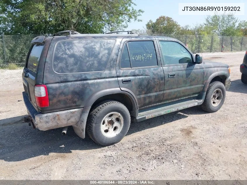 2000 Toyota 4Runner Sr5 V6 VIN: JT3GN86R9Y0159202 Lot: 40186544