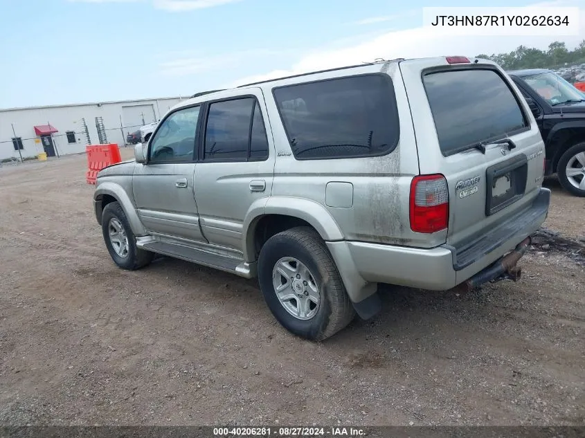 2000 Toyota 4Runner Limited V6 VIN: JT3HN87R1Y0262634 Lot: 40206281