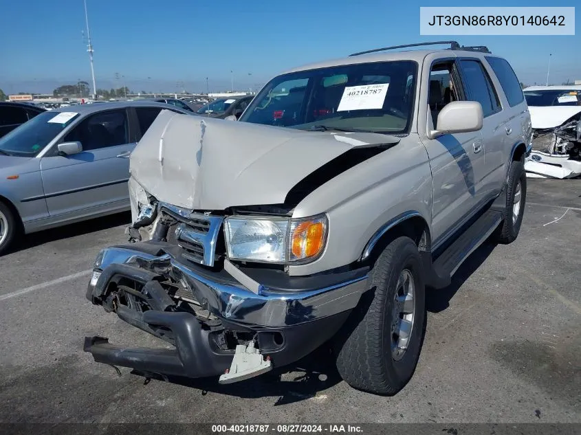 2000 Toyota 4Runner Sr5 V6 VIN: JT3GN86R8Y0140642 Lot: 40218787