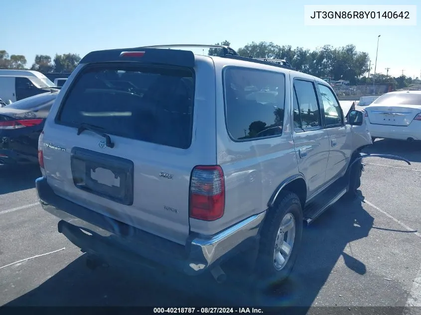 2000 Toyota 4Runner Sr5 V6 VIN: JT3GN86R8Y0140642 Lot: 40218787