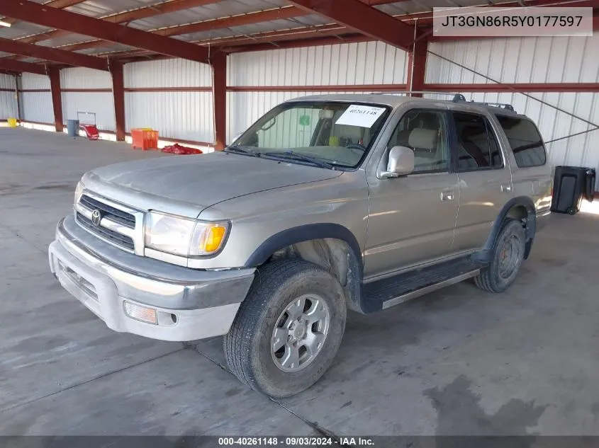 2000 Toyota 4Runner Sr5 V6 VIN: JT3GN86R5Y0177597 Lot: 40261148