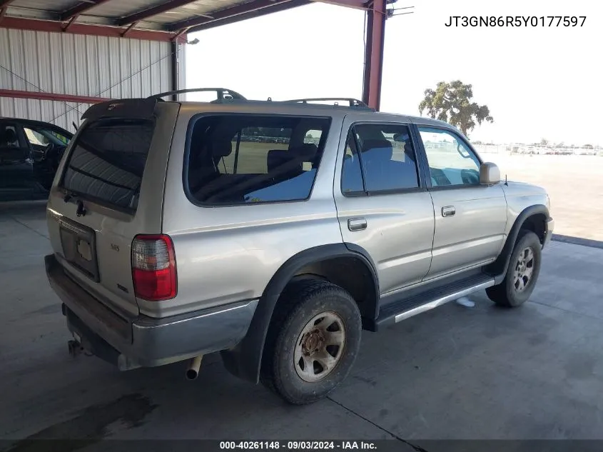 2000 Toyota 4Runner Sr5 V6 VIN: JT3GN86R5Y0177597 Lot: 40261148