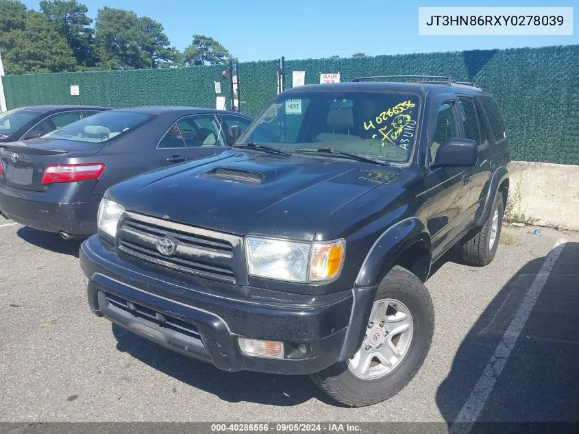 2000 Toyota 4Runner Sr5 V6 VIN: JT3HN86RXY0278039 Lot: 40286556