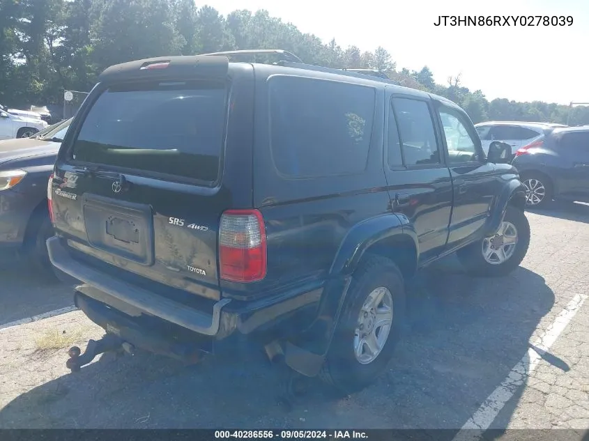 2000 Toyota 4Runner Sr5 V6 VIN: JT3HN86RXY0278039 Lot: 40286556