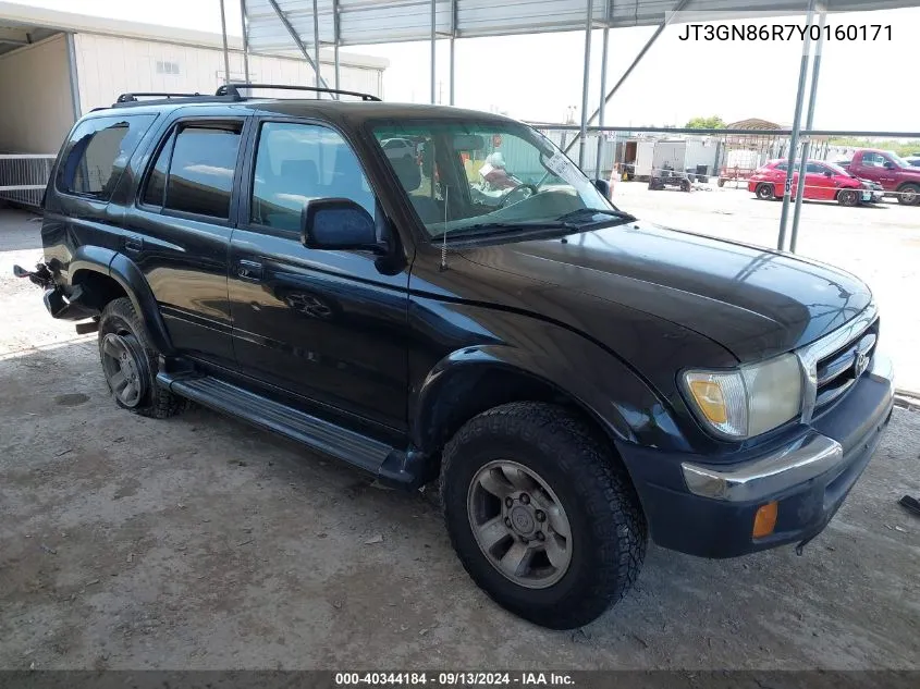 2000 Toyota 4Runner Sr5 VIN: JT3GN86R7Y0160171 Lot: 40344184