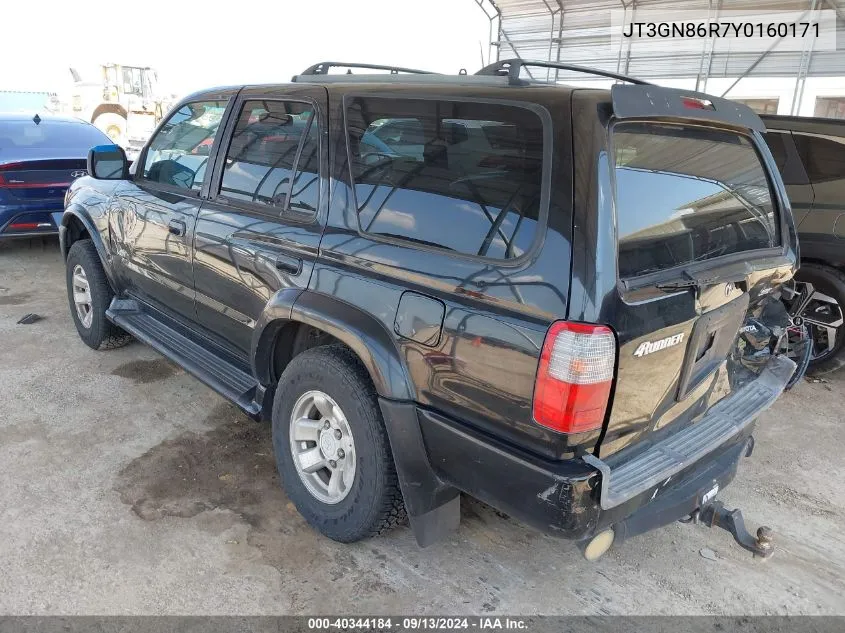 2000 Toyota 4Runner Sr5 VIN: JT3GN86R7Y0160171 Lot: 40344184