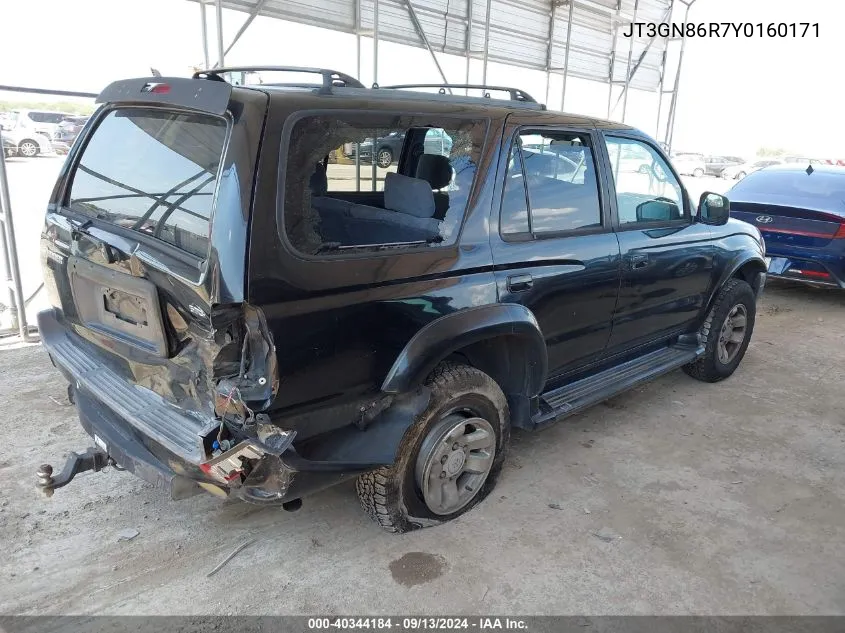 2000 Toyota 4Runner Sr5 VIN: JT3GN86R7Y0160171 Lot: 40344184