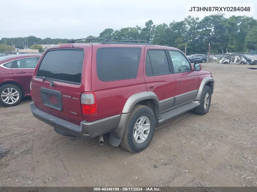 2000 Toyota 4Runner Limited V6 VIN: JT3HN87RXY0284048 Lot: 40346199