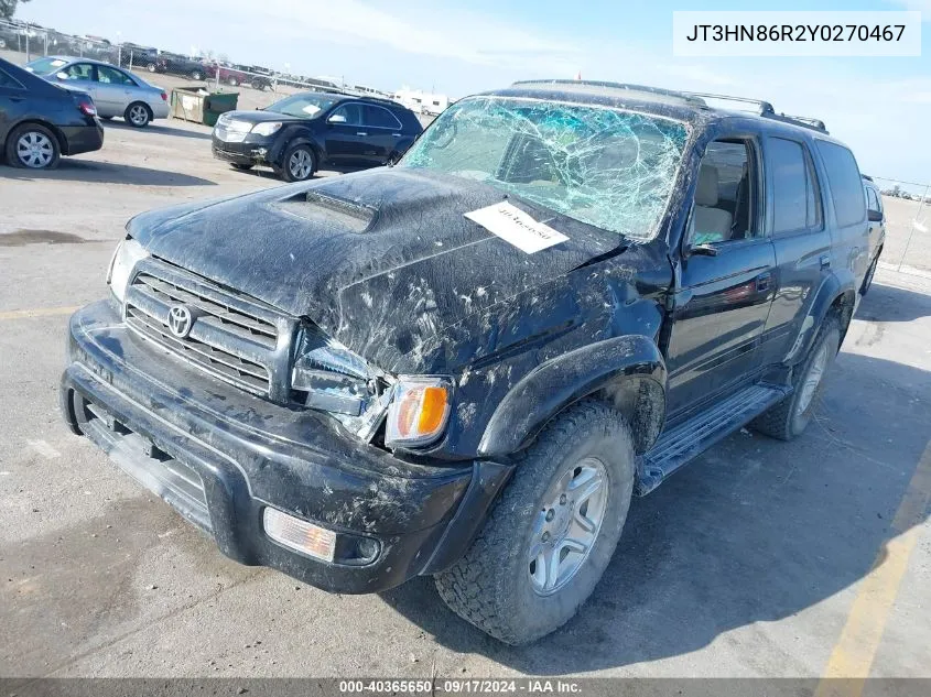 2000 Toyota 4Runner Sr5 VIN: JT3HN86R2Y0270467 Lot: 40365650