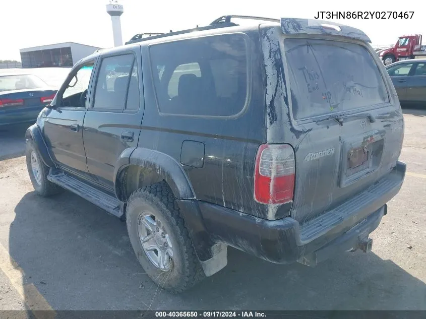 2000 Toyota 4Runner Sr5 VIN: JT3HN86R2Y0270467 Lot: 40365650