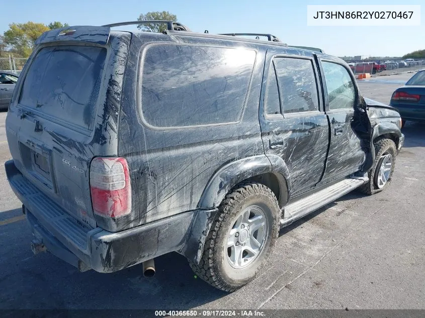 2000 Toyota 4Runner Sr5 VIN: JT3HN86R2Y0270467 Lot: 40365650