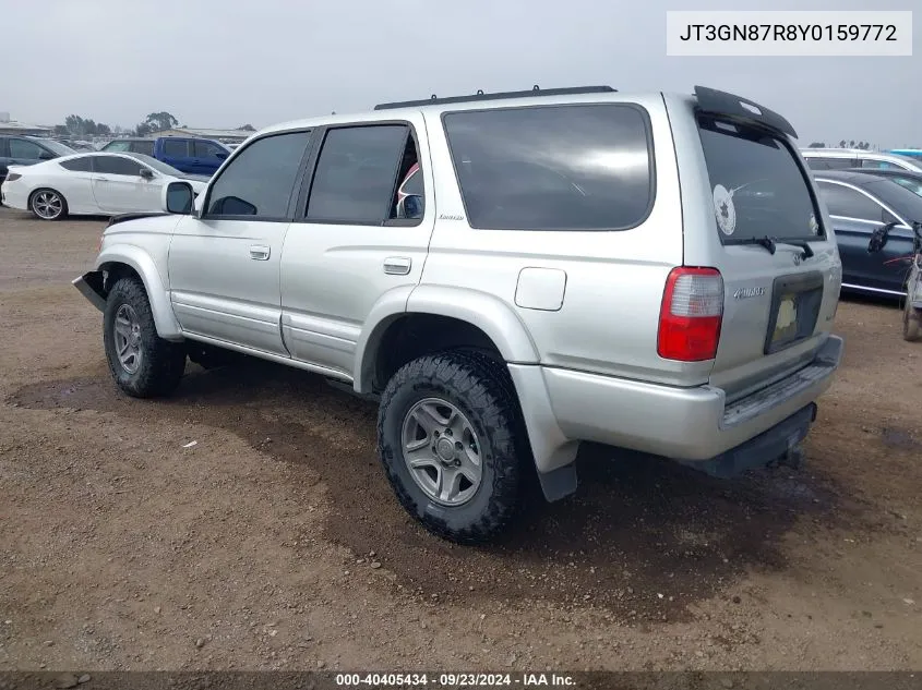 2000 Toyota 4Runner Limited V6 VIN: JT3GN87R8Y0159772 Lot: 40405434