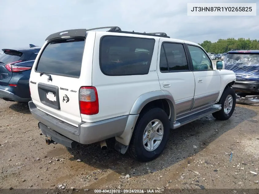 2000 Toyota 4Runner Limited V6 VIN: JT3HN87R1Y0265825 Lot: 40423970