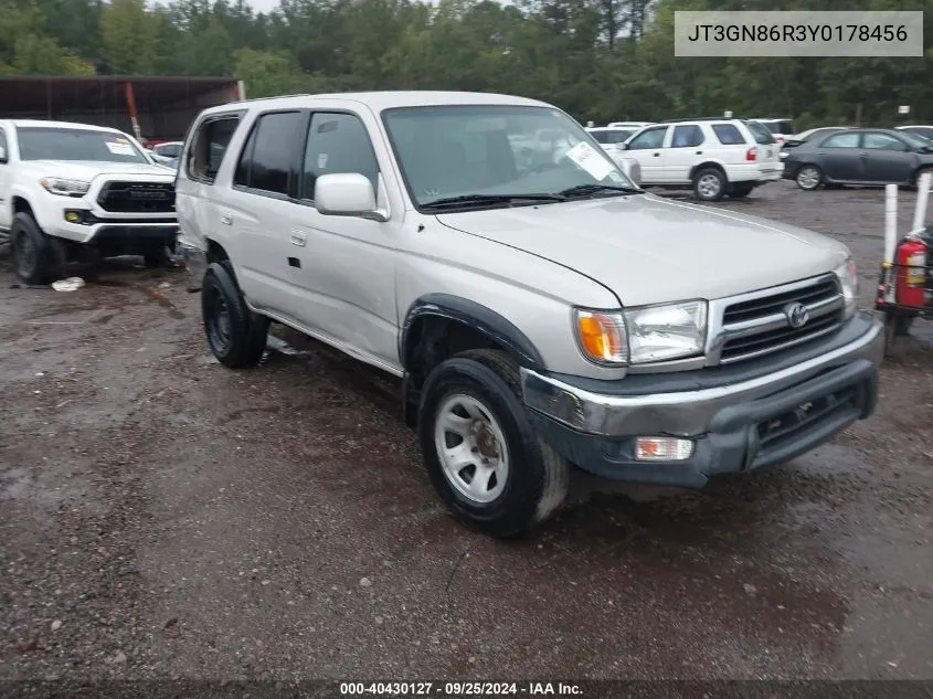 2000 Toyota 4Runner Sr5 V6 VIN: JT3GN86R3Y0178456 Lot: 40430127